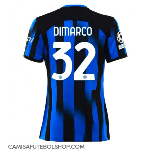 Camisa de time de futebol Inter Milan Federico Dimarco #32 Replicas 1º Equipamento Feminina 2023-24 Manga Curta